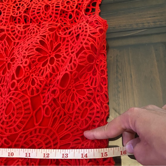 Lela Rose Cap Sleeve Jewel Neckline Guipire Lace Dress size 10 - Picture 7 of 11